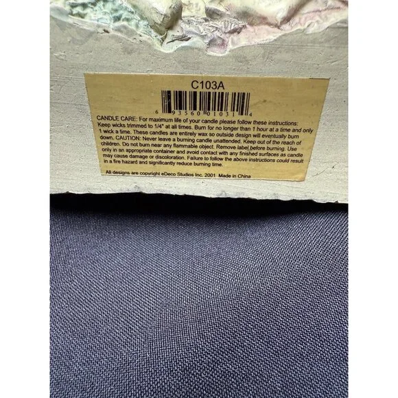 2001 Vintage eDeco Studios Decorative 3-Wick 3D Carved 5 Angels Candle - C103A - Picture 9 of 9